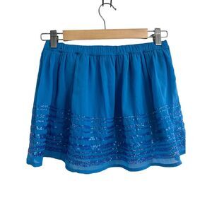 Hollister California Blue Sequined A Line Chiffon Mini Skirt‎ XS